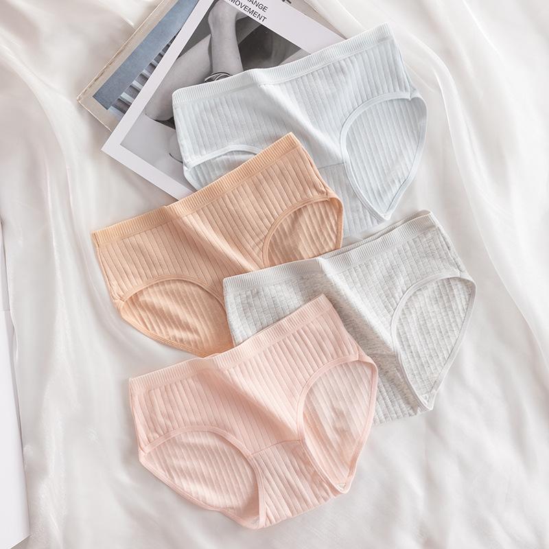 Женское нижнее белье из чистого хлопка однотонное: Антибактериальные, удобные трусы-слипы средней посадки для девочек и студенток