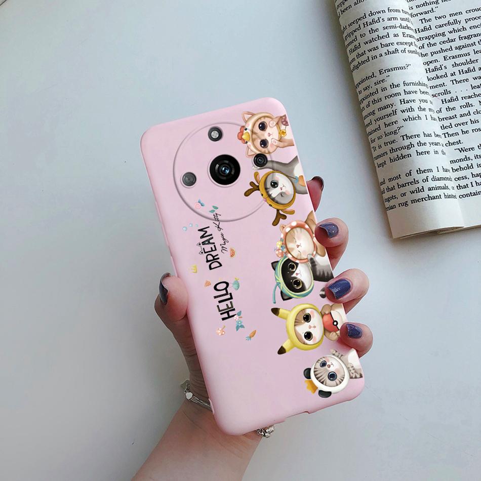 For Cover Realme 11 Pro Plus Case RMX3740 Cute Cartoon Cat Flower Soft Silicone Phone Covers For Realme11 11Pro+ 5G 2023 Bumper