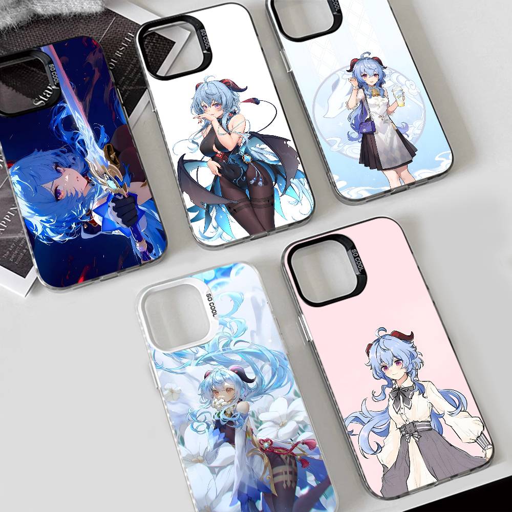 Чехол для телефона Ganyu Genshin Impact для iPhone 17 17Air 16 15 14 13 12 11 Pro Max Plus Цветной Серебристый
