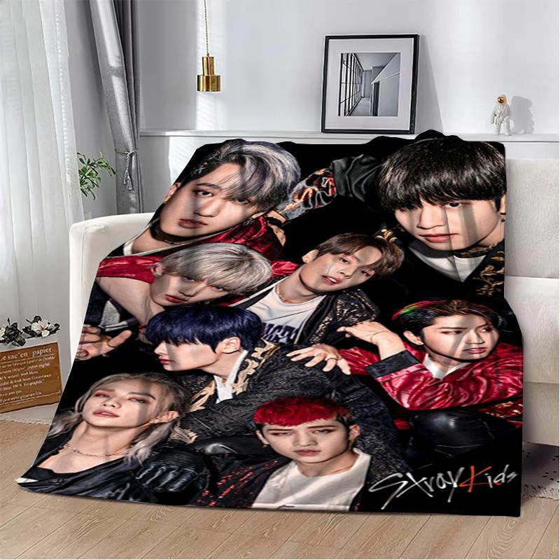 3D KPOP S-Stray-K-Kids Плед Плед для пикника Теплые фланелевые пледы Покрывала для дивана кровати Домашние Постельное белье Подарки на день рождения