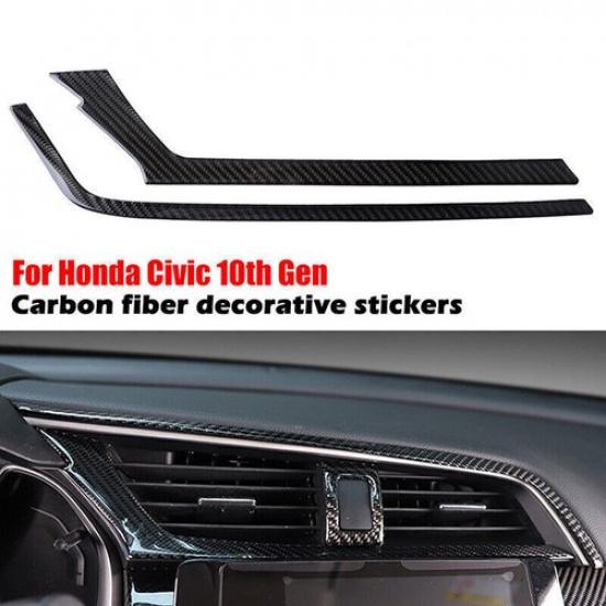 For Honda Civic 10th 2016- Carbon Fiber Auto Car Air Outlet Frame Cover Trim