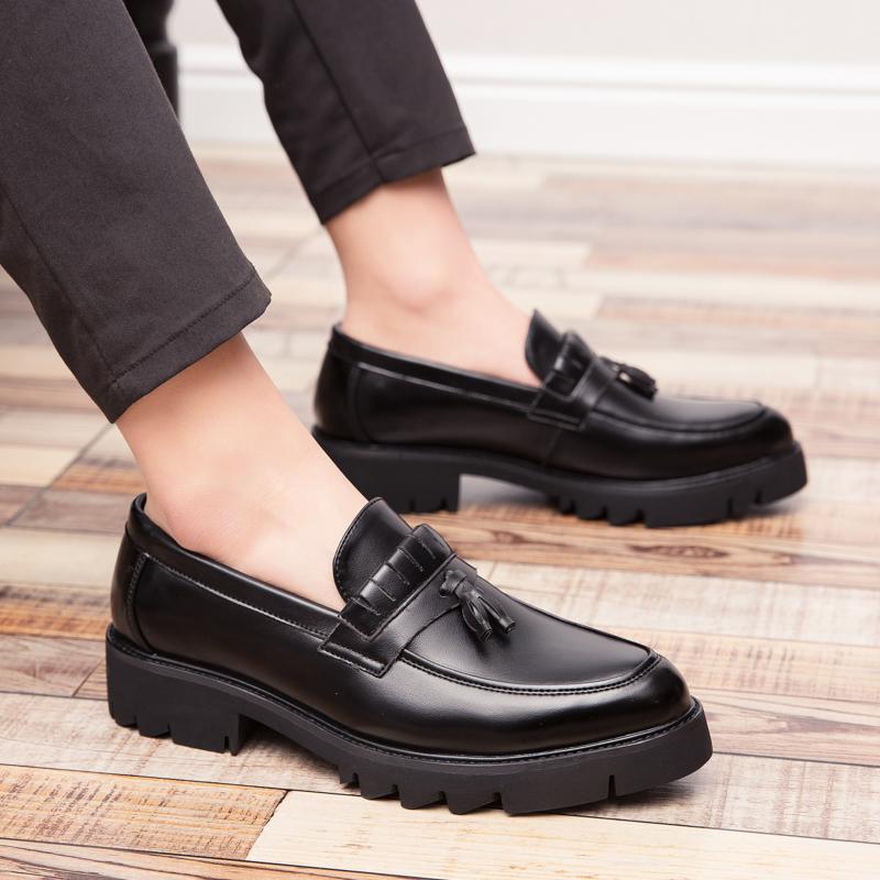 Мужские кожаные туфли ручной работы, повседневные туфли на платформе с кисточками, высококачественные зеленые оксфордские туфли на толстой подошве, мужские свадебные туфли