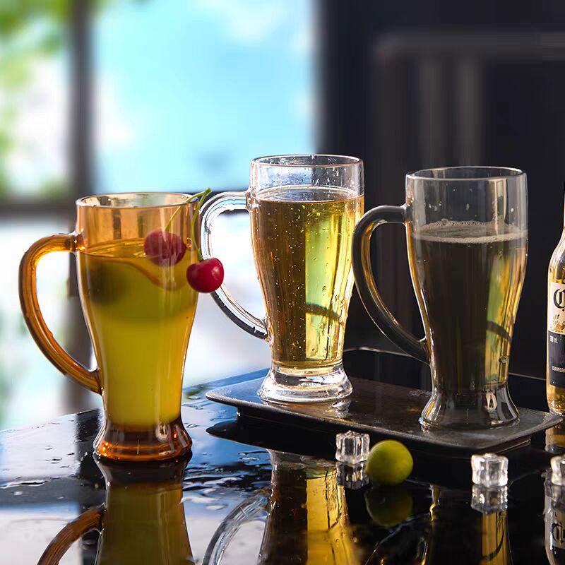 Кружки стеклянные большой емкости 430 мл для чая и напитков, известные в интернете, кружки для сока, пивные кружки с ручками, стеклянная чашка для кофе