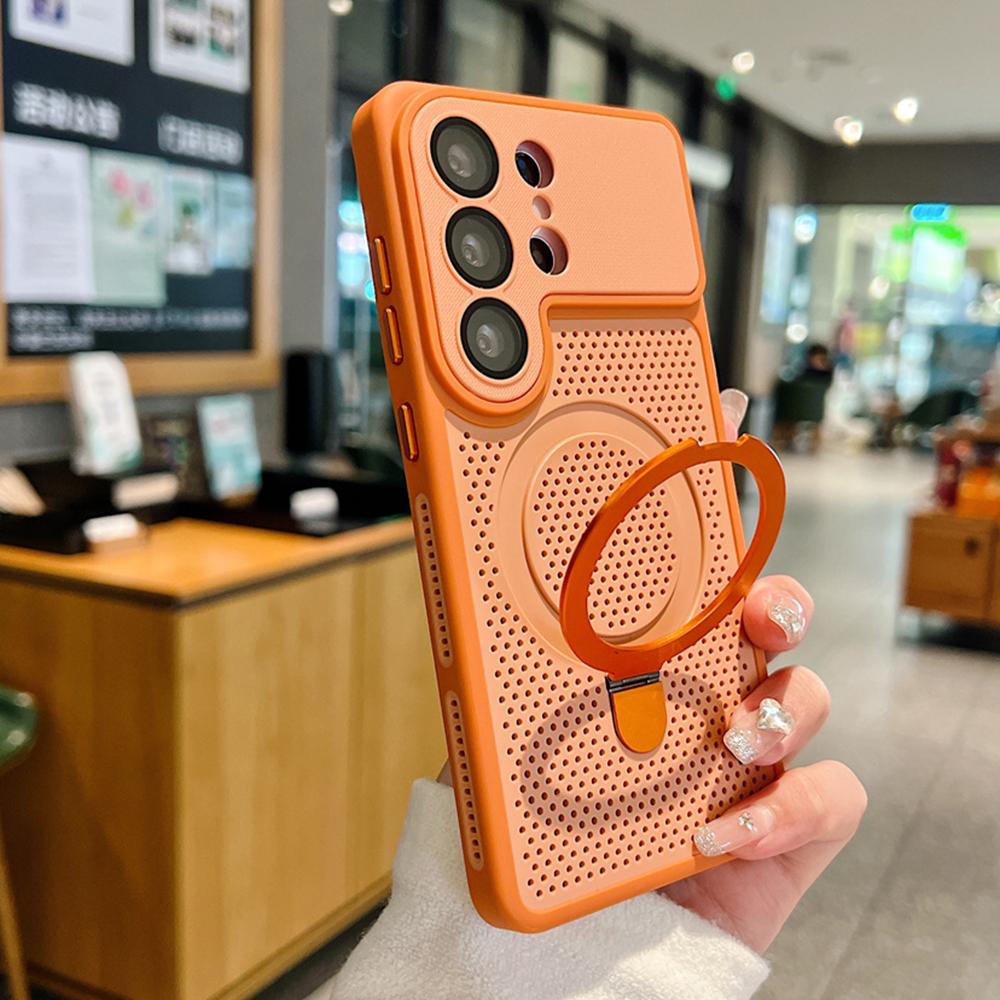 Magnetic Stand Cooling Phone Case for Samsung S26 S25 S24 Ultra Camera Protection Shockproof Bumper Armor Cover for S26 Ultra