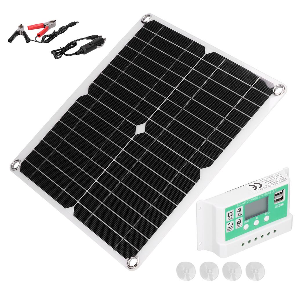 40W 18V Monocrystalline Silicon Flexible Solar Panel with 40A Solar Charge Controller with Dual USB