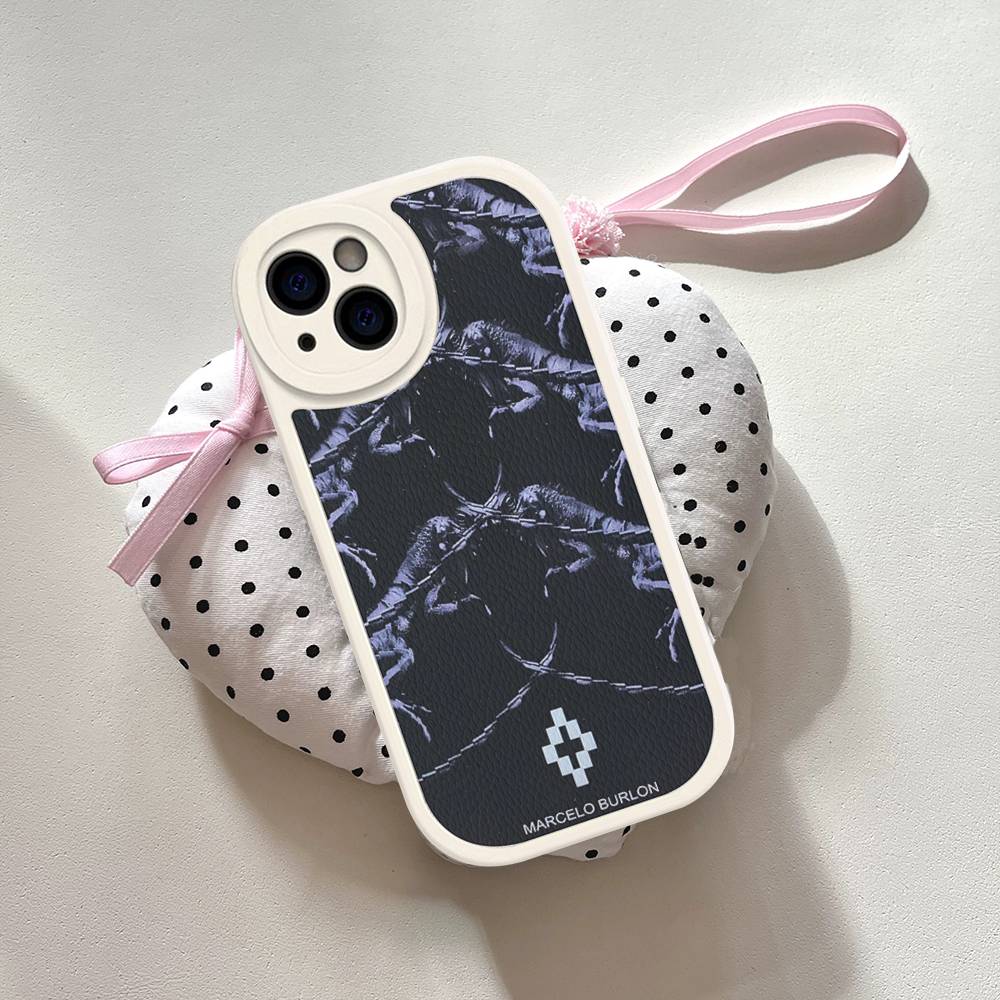 Чехол для телефона M-MARCELO B-BURLON для IPhone 16 15 14 13 12 11 Pro Max Plus Кожаный Мягкий Чехол