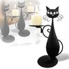 Vintage Black Cat Metal Candlestick Holder for Cylindrical or LED Flameless Candle Home Table Decoration Halloween Party Decor