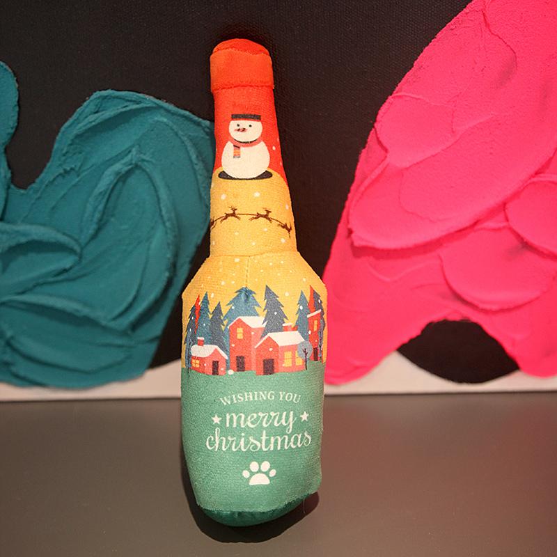 Рождественские игрушки для собак пищащие интерактивные красочные бутылка вина Санта Клаус рождественская елка игрушка для жевания питомца забавный подарок плюшевая игрушка