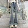 Девичьи весенне-осенние джинсовые расклешенные брюки, модные облегающие микро-клеш в корейском стиле для девочек-подростков