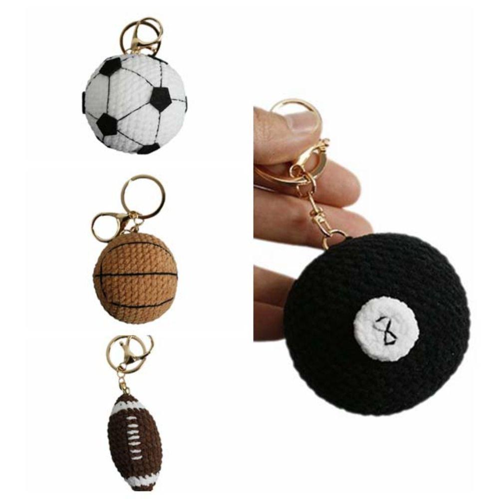 Billiards Rugby Crochet Soccer Keyrings Tennis Baseball Sport Ball  Pendant  Backpack