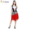 Halloween Adult Female Red Dress Black Dot Pirate Theme Character Imitation Costume
