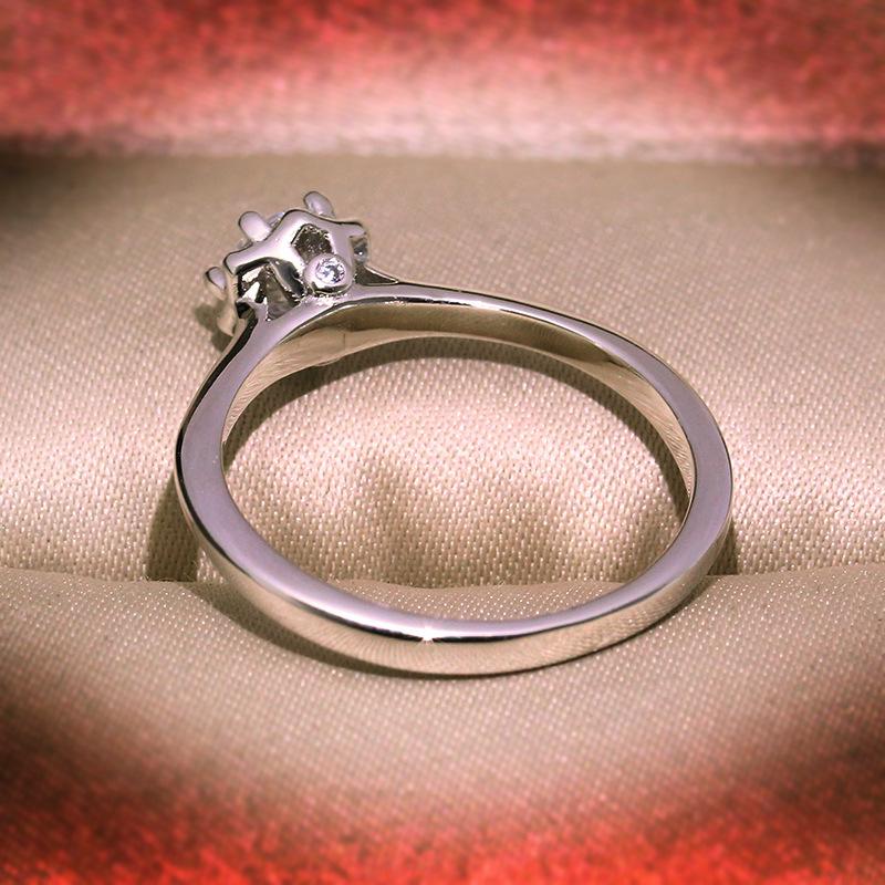 Starry Smooth Simulated Diamond New Womens Ring Simple Stone Inlay 45 Points Playful Girl's Fake Diamond Ring