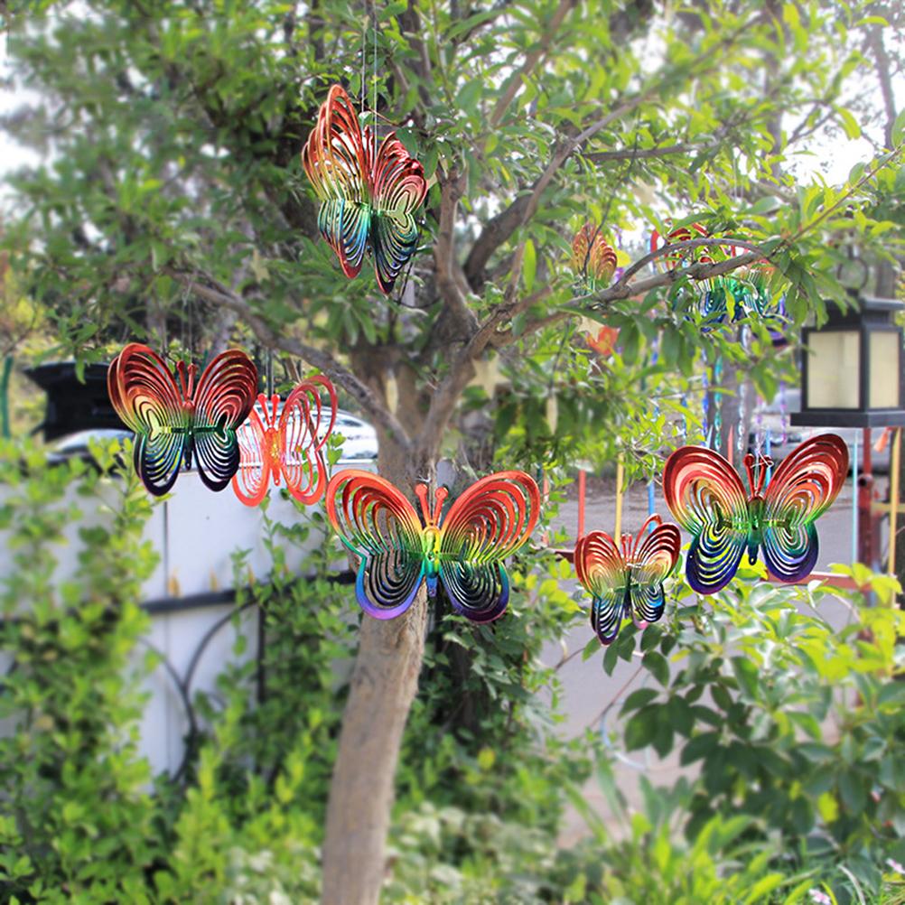 Wind Chimes Plastic Butterfly Reflective Rotating Windmill Decoration for Hanging Bring Happiness Outdoor Garden