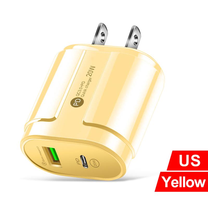 20W Dual USB Charger EU US Plug Wall Charging Type C PD Mobile Phone Charger For iPhone12 11 Samsung Xiaomi Power Supply Adapter