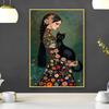 Абстрактная женщина и кошка, холст, настенное искусство, искусство Густава Климта, элегантная девушка, принты для офиса, гостиной, домашнего декора