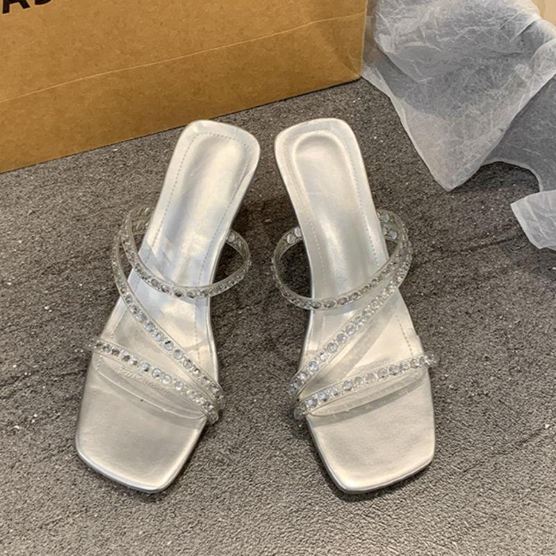 Женские босоножки с открытым носком Rhinobarrhinos с прозрачными тонкими ремешками, набор для стопы, нескользящие и износостойкие, на тонком каблуке