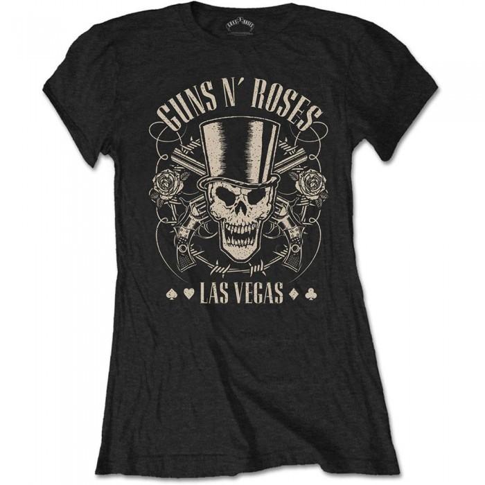 Guns N Roses Womens/Ladies Top Hat, Skull & Pistols Las Vegas T-Shirt