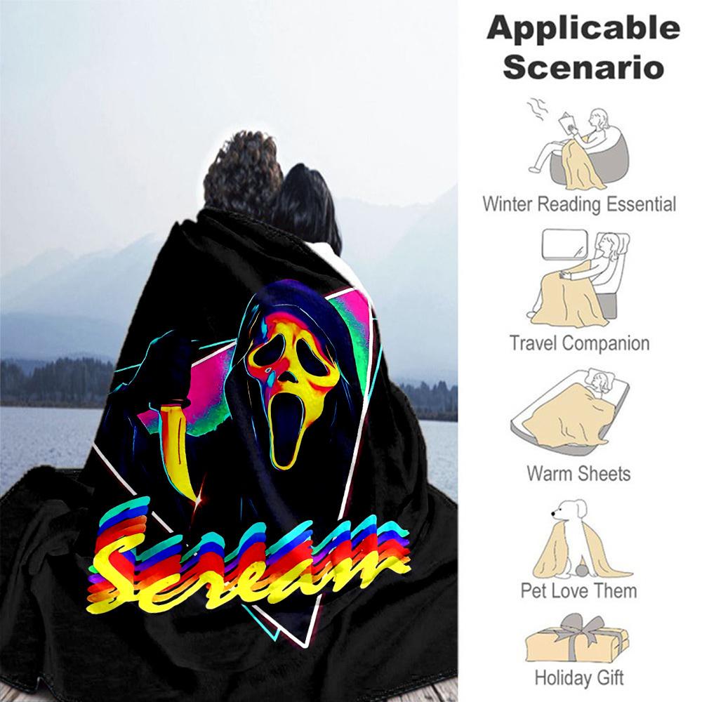 1 шт. Маска Крика Плед для улицы Легкий Фланелевый, Мягкий и Теплый, Всесезонный для Дивана, Улицы, Кемпинга, Гостиной, Офиса, Стула