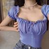 Укороченные топы Женские вязаные топы с оборками на шнурке розовые футболки Укороченный топ Женские футболки с открытыми плечами Женские топы Y2K для женщин 2023 Лето