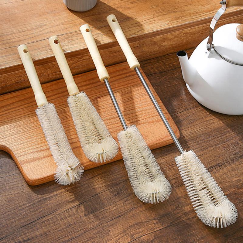 Kitchen Cleaning Tools Drink Bottles Glass Scrubbers Cleaning Brush Wooden Bottle Cleaning Brush With Long Handle