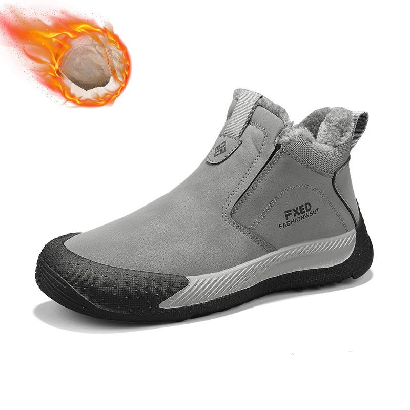 Зимние теплые ботинки для мужчин, ботильоны из искусственной замши, удобные нескользящие короткие ботинки с подкладкой из искусственного меха, мужские спортивные ботинки для походов и прогулок на открытом воздухе