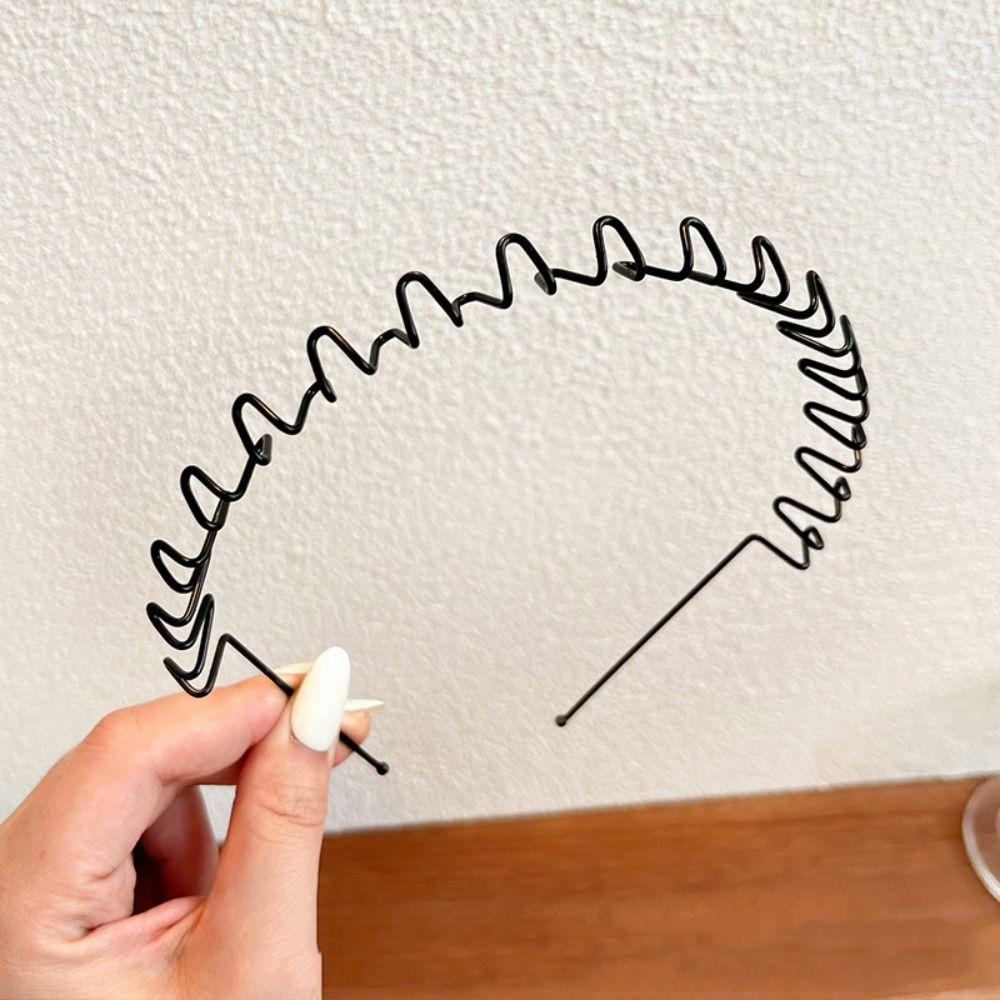 Двухслойный тонкий металлический обруч для волос, мужская резинка для волос весенней формы, повязка на голову в форме волны, детская повязка на голову