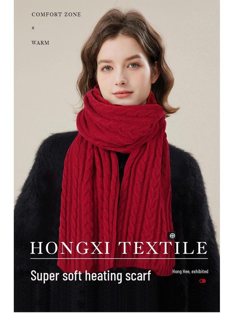 Women's Red Knitted Shawl: Customized High-End Winter Scarf for a Warm, Stylish Look