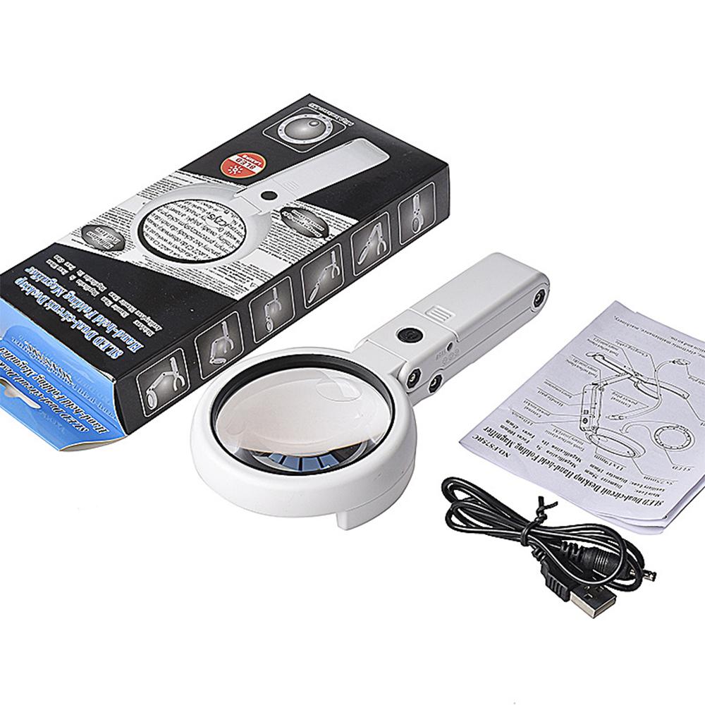 11X Magnifying Glass with Light 8 LED Magnifier Foldable Stand Desk Read White Ring Light for Jewelry Appraisal Reading Repair
