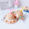 Mini Pet Cat Dogs Summer Straw Hat with Bamboo Dragonfly Hawaii Style Hat for Cats Dogs Funny Accessories