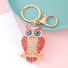 Keychain Pendant 3D Cartoon Owl Design Sparkling Rhinestones Inlaid Enamel Wings Key Chain with Lobster Clasp Key Ring Bags Accessories