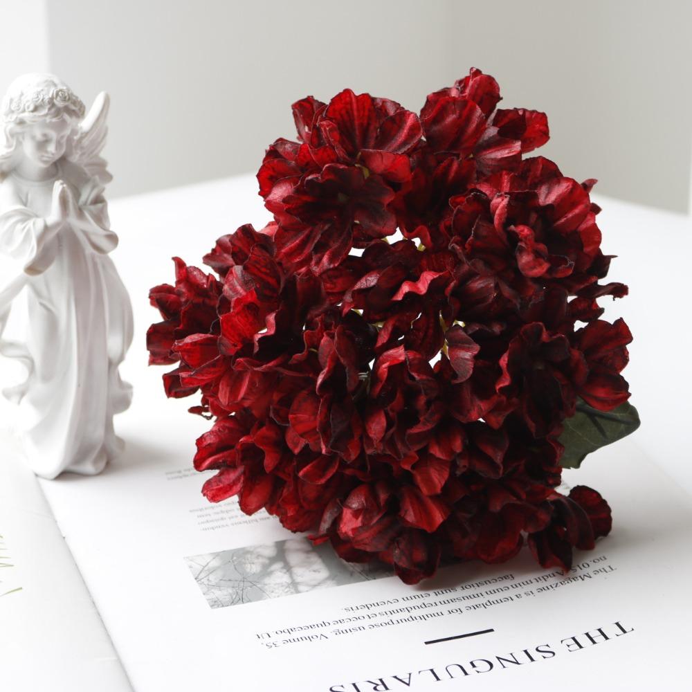 Silk Flower Artificial Flowers 10 Colors Hydrangea Bouquet Exquisite Fake Flower  Home Ornament