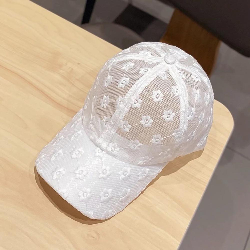 Breathable Casual Korean Hip Hop Outdoor Girls Visors Cap Lace Flower Baseball Cap Mesh Hat