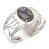 Natural Labradorite Gemstone 925 Sterling Silver Cuff Bangle Adjustable D2i01