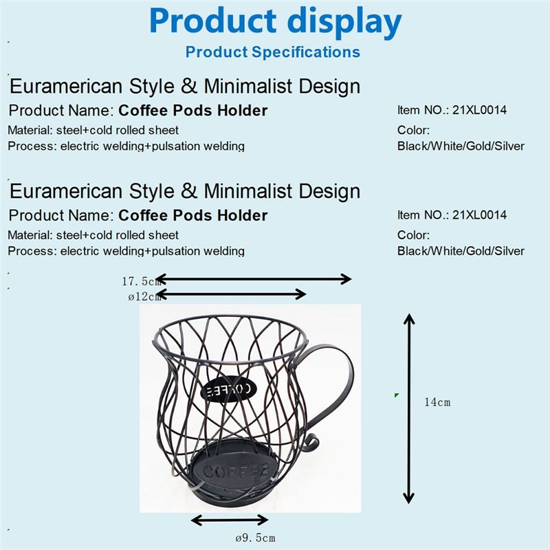 M-Modern-Universal Coffee Capsule Storage Basket Coffee Cup Basket Coffee Pod Organizer Holder Black For Home Cafe Hotel