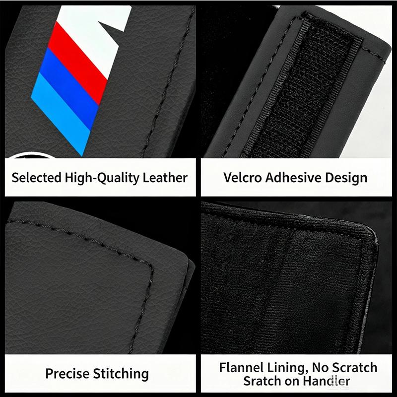 Nappa Leather Car Sticker Car Roof Interior Door Handle Protective Cover With BMW M Logo Fit For 1 3 5 7 Series X1 X3 X5 X6 M Sp EV2