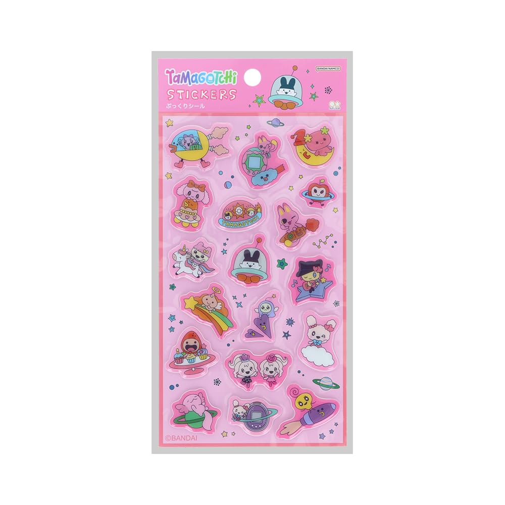 Sun-Star Stationery Tamagotchi Goods Stickers, Puffy Pink S8819971