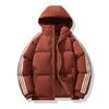 2025 New Striped Solid Color Hooded Couple Autumn and Winter Short Cotton-padded Clothes Men's Jackets Cotton-padded Clothes Casual Simple Warm