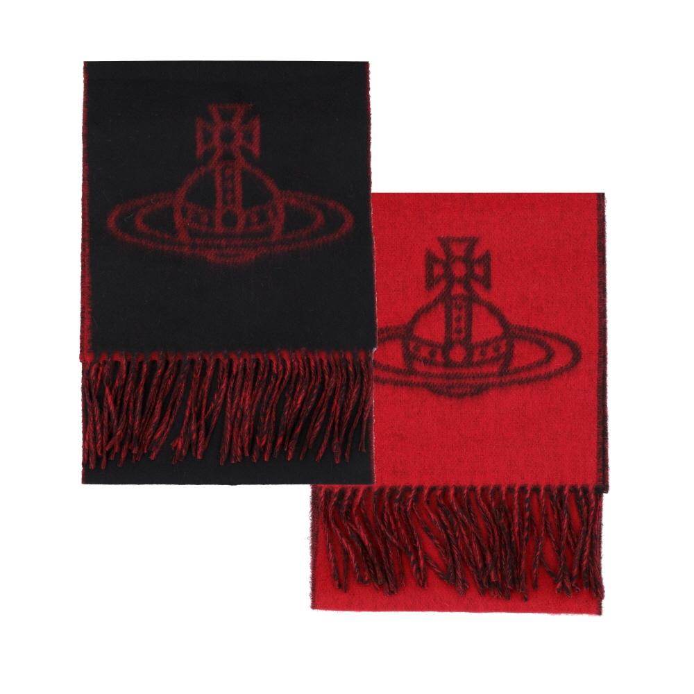 Шарф Vivienne Westwood с логотипом-сферой, шерстяной, с бахромой, двусторонний, N401