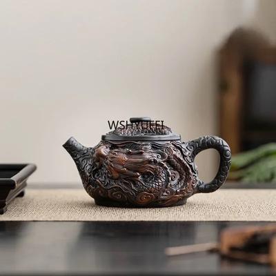 1 шт. Фиолетовый керамический винтажный чайник, керамический резной чайник кунг-фу, одинарный чайник, устройство для приготовления чая пуэр, чайные наборы, китайский чайник