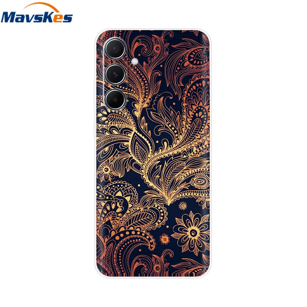 Чехол для Samsung Galaxy M35 5G Милый Кот Цветок Расписные Чехлы для Телефона Для Samsung M35 Чехол M 35 SM-M356B Силиконовый Прозрачный ТПУ Fundas