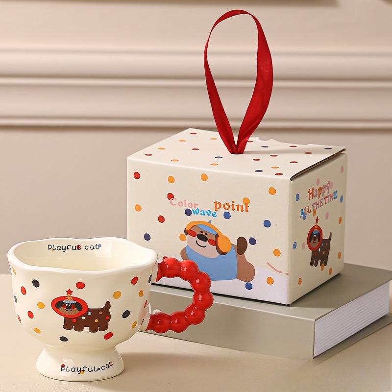 Cute Cartoon Ceramic Cup Good Looking Mug  Home Water Cup  Coffee Cup  Couple Cup  Breakfast Cup  Convenient Gift