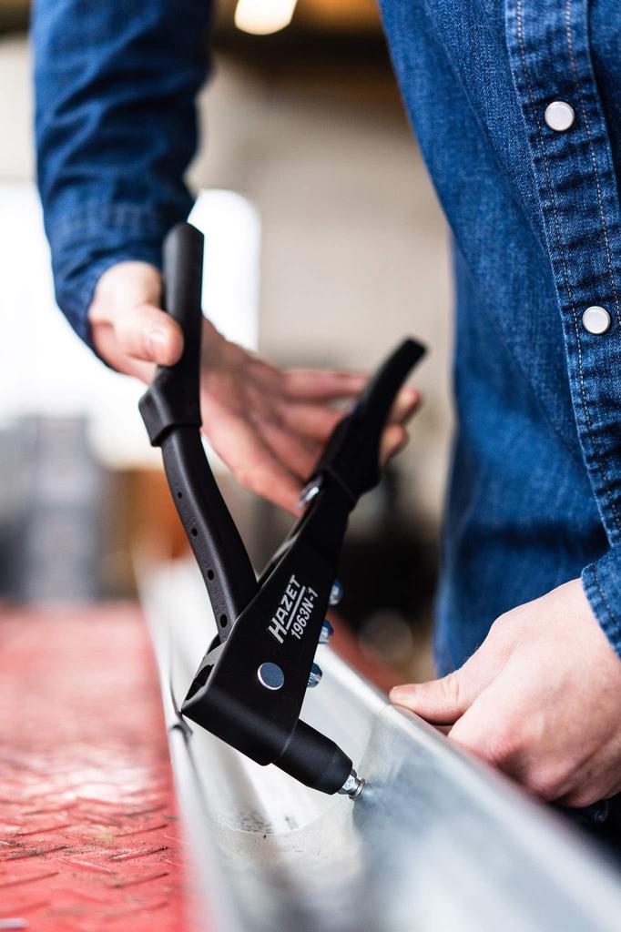 HAZET Hand Rivet Fits Blind Chrome Vanadium Pop Rivet Crimping Hand for Sheet Total Length Made In Germany 1963N-1 Riveter, Gun, 3.2-5mm Rivets,