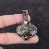 Turritella Agate Gemstone Pendant Copper Wire Wrapped Pendant Handmade Rainbow Moonstone Jewelry Wire Wrap Pendant Copper Jewelry For Gift
