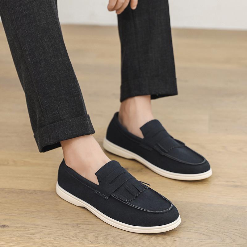 Мужские лоферы, деловая обувь, замшевая кожа, мягкая подошва, мужская повседневная обувь, ретро, плоская обувь для платья, мокасины, дизайнерские слипоны, мужская обувь