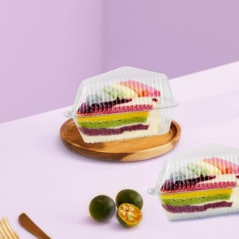 50 шт. ПЭТ пластиковых контейнеров для кусочков торта, одноразовые коробки для упаковки пирогов, контейнеры для десертов, для использования в пекарнях