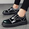 Белые Мягкие FootPairs Британский Стиль Круглый Носок Толстая Подошва Черная Кожа FootPairs Мягкий Корейский Стиль Парикмахер Формальный Деловой Глянцевый Мягкий