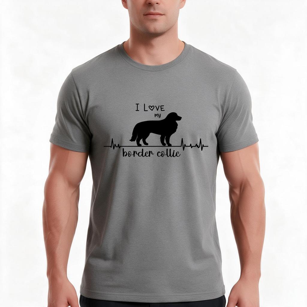 Heartbeat Border Collie Tshirt Summer Casual Cotton Tee Oversized Streetwear Tops Vintage Graphic Print Unisex Unisex Unisex