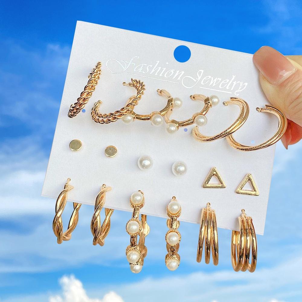 iF ME Модный комплект жемчужных серег, женские роскошные серьги-гвоздики с бабочкой и сердцем, золотые серьги-гвоздики из смолы, серьги-кольца, ювелирные аксессуары