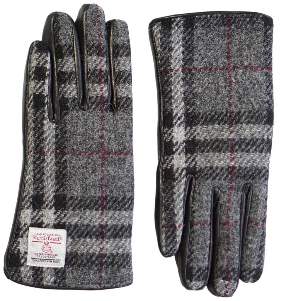 Перчатки из кожи и твида Harris 'Спящая овечка' с закругленными краями. Идеально подходят для карт-бой, газетчика, на плечо и для идеального рождественского женского (SD2003-BKWHRD) -
