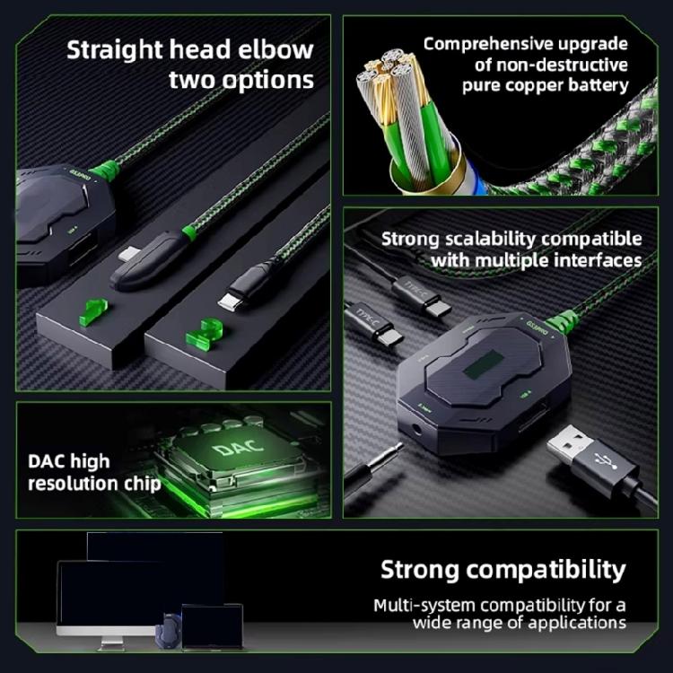 4-портовая док-станция USB C для наушников GS3pro, адаптер, скорость 480 Мбит/с и кабель 70 см для подключения универсальных устройств